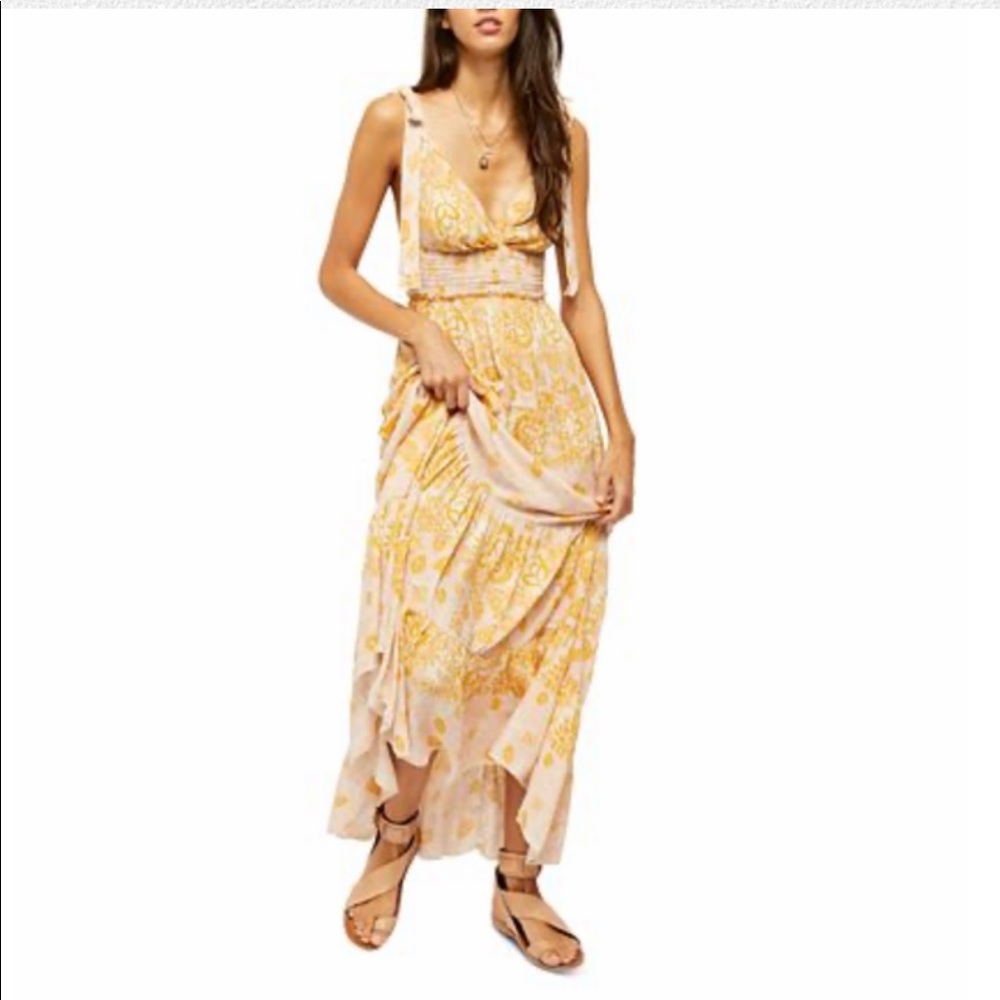 NWT Free People Let’s Smock About It Maxi Dress